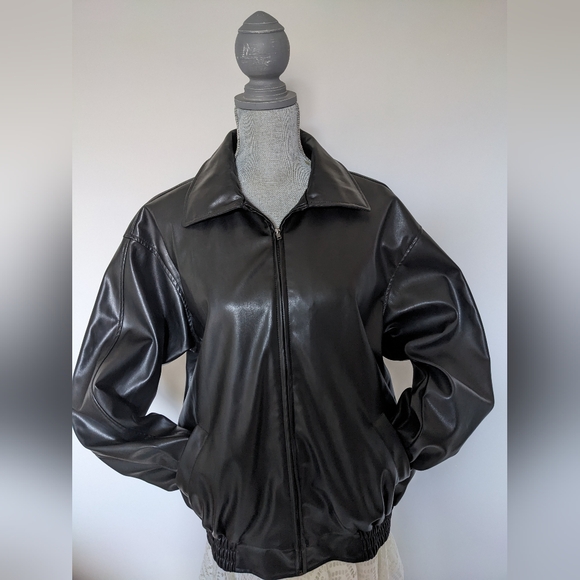 Shein Black Faux Leather Jacket - Picture 1 of 4